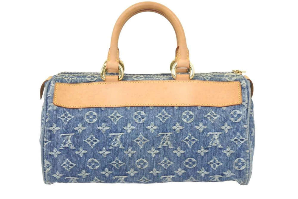 Louis Vuitton Neo Denim Monogram Speedy Handbag Blue